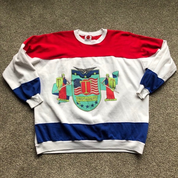 VINTAGE 80’s / 90’s TROCADERO USA FREEDOM LOVE LIBERTY CREWNECK SWEATSHIRT - Picture 2 of 8